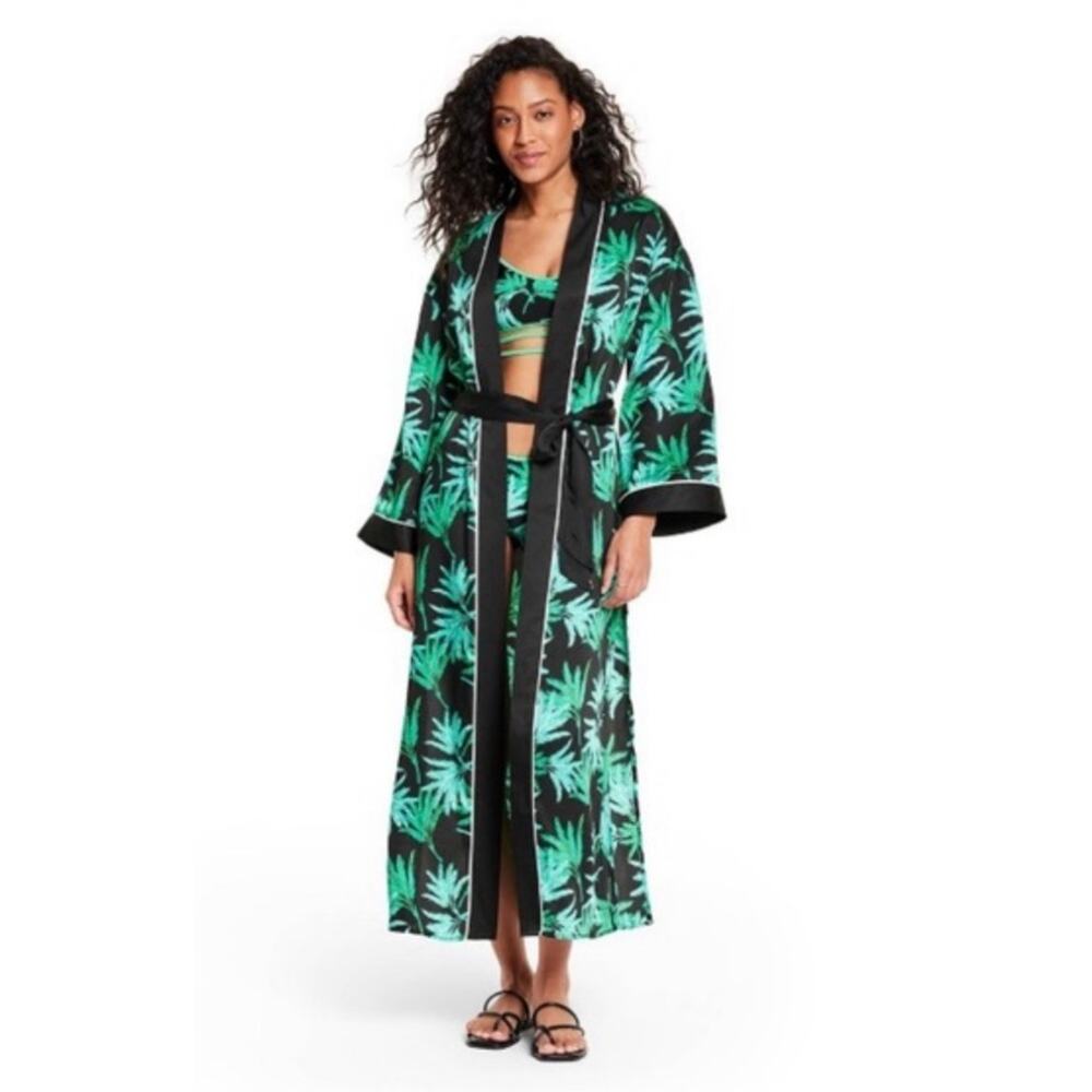 NWT Fe Noel x Target Feathered Palm Print Cover Up Robe